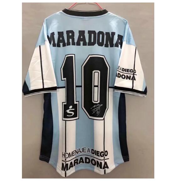 Maradona #10 2001 Argentina Retro Home Kit Soccer Jersey